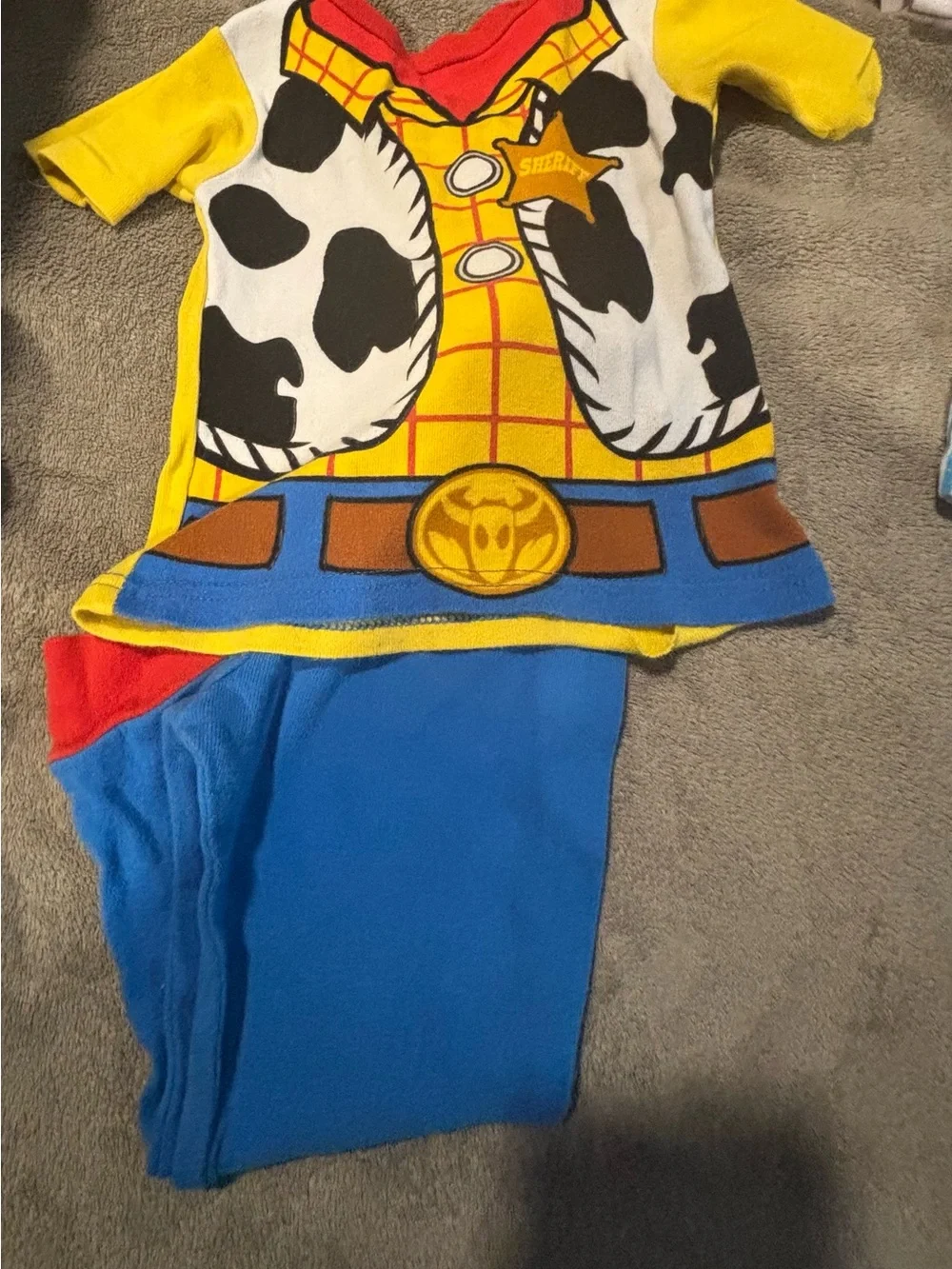 Kids Cowboy Sheriff Costume Pajama Set - Yellow & Blue